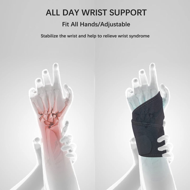 [Australia] - Carpal Tunnel Wrist Brace, Kmeivol 2 Pack Wrist Brace, Adjustable Wrist Wrapes for Men and Women, Lightweight and Breathable Wrist Splint for Sports, Wrist Support for Right and Left Hands (Black) 