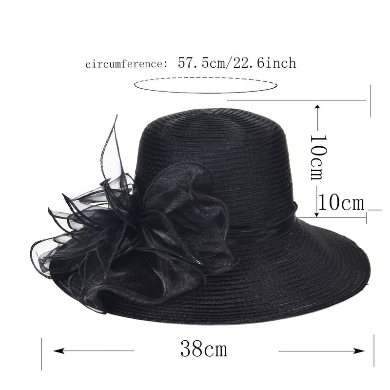 [Australia] - Women Kentucky Derby Church Dress Wedding Hat Fascinators Bridal Tea Party Bucket Hat S052-black 