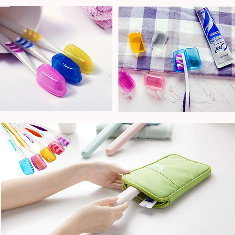 [Australia] - Lamondre 4Pcs Travel Toothbrush Case + 5Pcs Toothbrush Head Cover, Replacement Plastic Toothbrushes Holder Portable Toothbrush Storage Cover for Camping Business Trip Holiday 