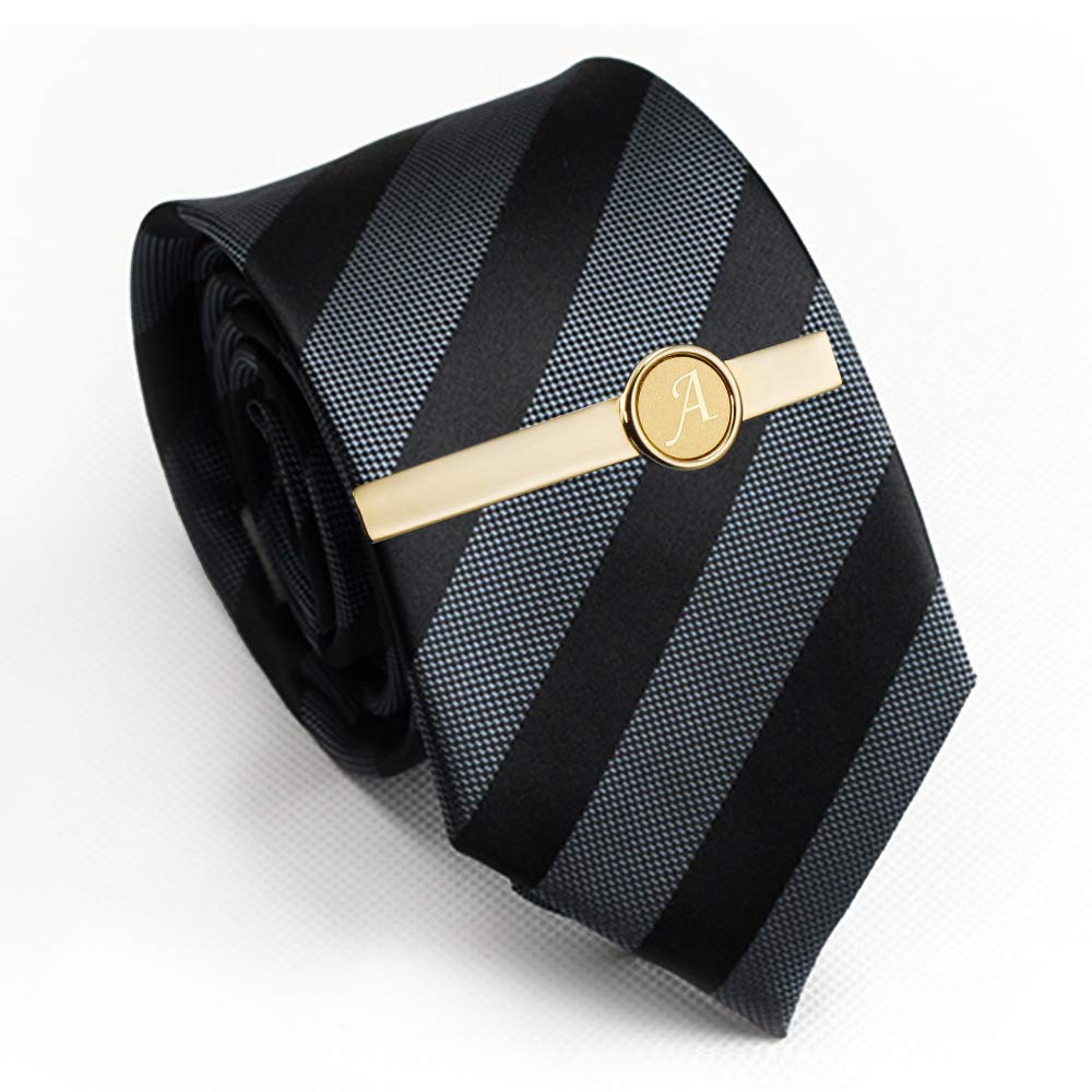 HAWSON Gold Cufflinks & Tie Clip Set - A-Z Initial Engraved Men's Accessories