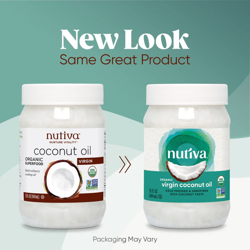 [Australia] - Nutiva Organic Cold-Pressed Virgin Coconut Oil, 15 Fl Oz, USDA Organic, Non-GMO, Whole 30 Approved, Vegan, Keto, Fresh Flavor and Aroma for Cooking & Healthy Skin and Hair 15 Fl Oz (Pack of 1) 