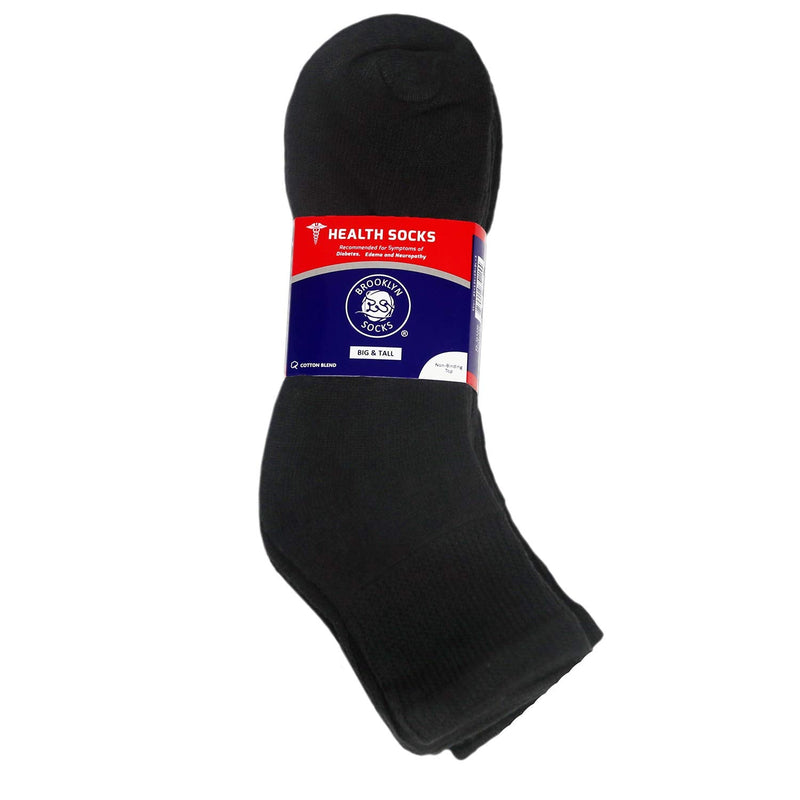 [Australia] - Big and Tall Diabetic Neuropathy Ankle Socks, King Size Mens Athletic Quarter Socks (Size: 13-16) Black 6 