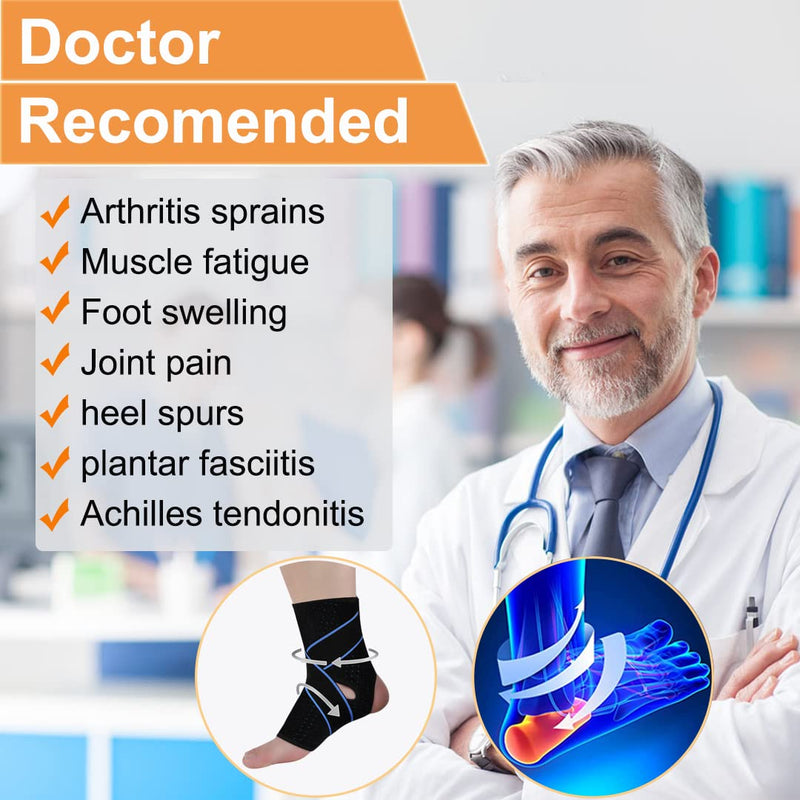 [Australia] - Vinaco ankle brace for women men, 1 pair adjustable compression ankle brace for sprained ankle, Strong support & Breathable ankle support for Injury Recovery, Joint Pain, swelling, ankle wraps support One Size Blue 