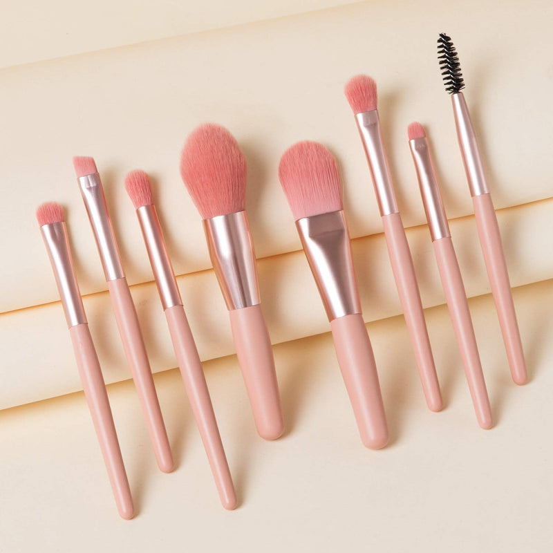 [Australia] - Makeup Brushes 8 Pieces Makeup Brush Set Cosmetics Professional Face Powder Foundation Blush Eyeshadow Makeup Brush Tool Travel Size (Pink) Pink 