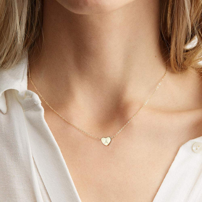 [Australia] - PAERAPAK Letter Initial Necklace for Women - 14K Gold Filled Tiny Heart Pendant Letter Necklace Personalized Initial Heart Charm Necklace for Her Kids Child Necklace Birthday Jewelry Gifts A 