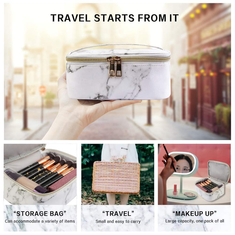 [Australia] - MAGEFY 3Pcs Makeup Bags Portable Travel Cosmetic Bag Waterproof Organizer Multifunction Case with Gold Zipper Marble Toiletry Bags for Women White Marble 