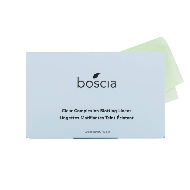 [Australia] - boscia Clear Complexion Blotting Linens, Vegan, Cruelty-Free, Natural and Clean Skincare , Natural Willow Bark Facial Blotting Sheets Formulated for Acne-Prone Skin, 100 Sheets 