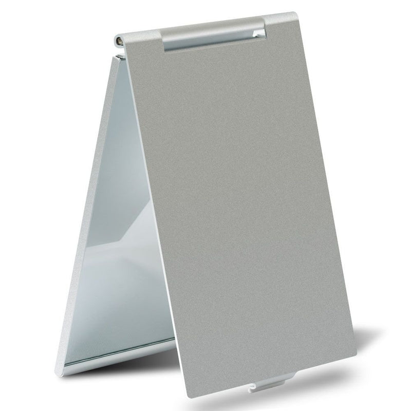 [Australia] - G2PLUS Portable Folding Vanity Mirror Single Side Travel Shower Shaving Mirror, 4.5'' x 3.15'' x 0.1'' (Silver White) 