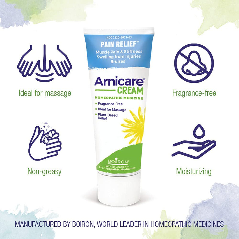 [Australia] - Boiron Arnicare Cream for Soothing Relief of Joint Pain, Muscle Pain, Muscle Soreness or Stiffness, and Swelling from Injury - Fast Absorbing and Fragrance-Free - 2.5 oz 