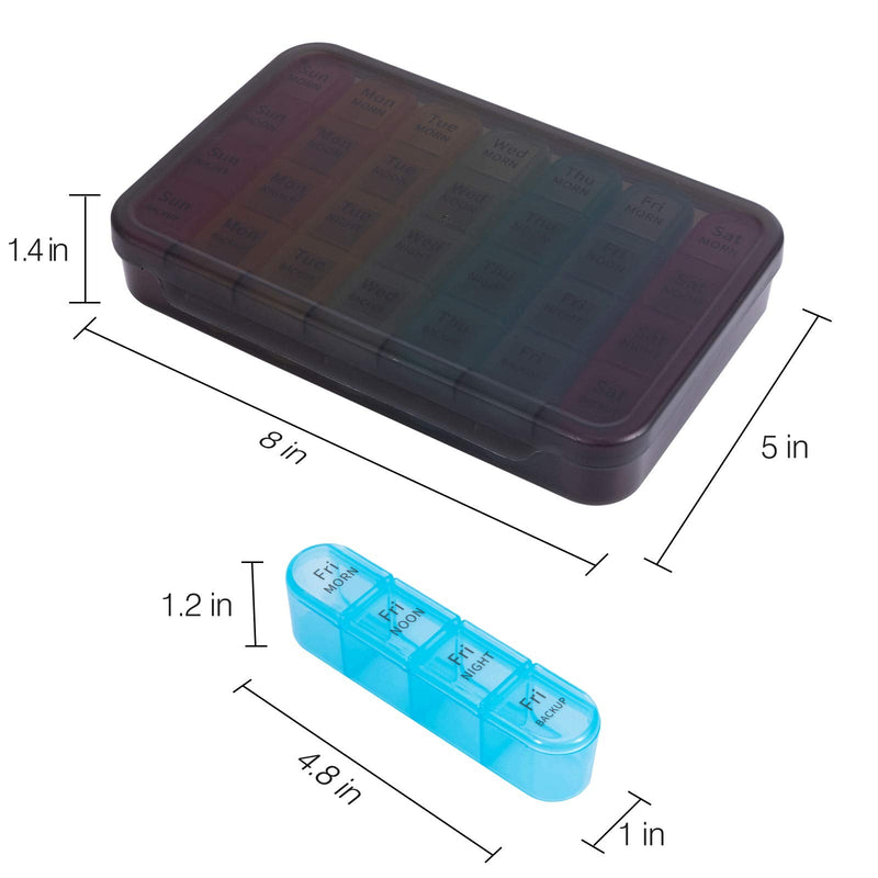 [Australia] - Betife Pill Box 4 Times a Day, Weekly Pill Box Organisers, Pill Organiser 7 Day 4 Times, Pill Dispenser 7 Day 4 Compartments, Tablet Box with 28 Copartments for Medication, Vitamins and Supplements 