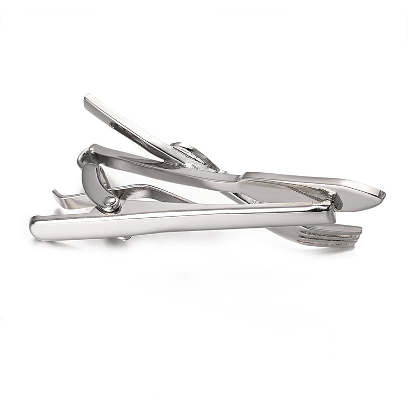 [Australia] - Yoursfs Novelty Tie Clips for Men Skinny Stainless Steel Tie Clips Pins Gift Keep Your Tie in Place Knife and Fork Tie Clips 