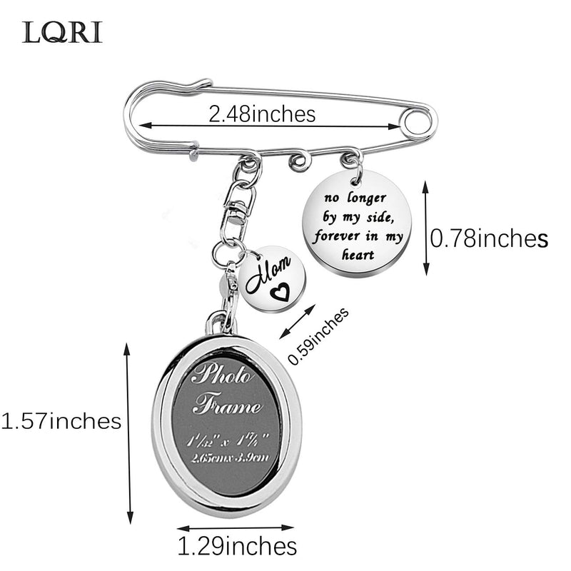 [Australia] - LQRI Wedding Bouquet Photo Charm Memorial Safety Pin Brooch No Longer by My Side Forever in My Heart Walk Down The Aisle Bridal Charm in Memory of Dad memorial mom 