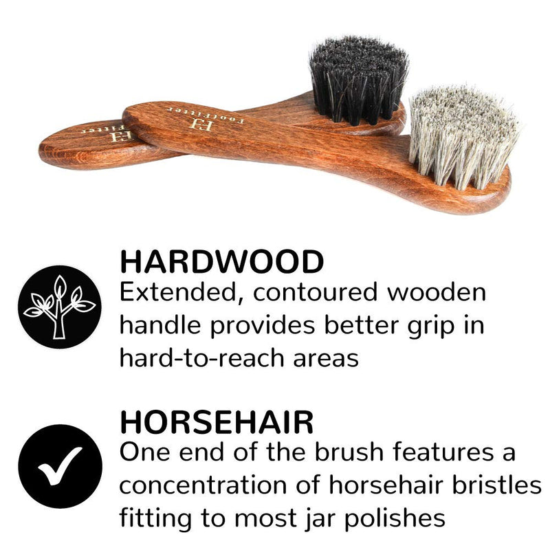 [Australia] - FootFitter Essential Shoe Brush Set - Horsehair Brushes for Polishing Men's Shoes! 
