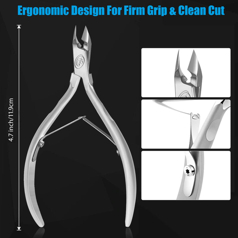 [Australia] - Cuticle Trimmer with Cuticle Pusher - Cuticle Remover Cuticle Nipper Professional Stainless Steel Cuticle Cutter Clipper Durable Pedicure Manicure Tools for Fingernails and Toenails (Silver) 