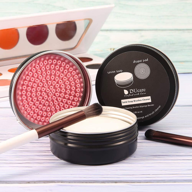 [Australia] - DUcare Makeup Brush Clean Set: Solid Soap Cleanser - Easy to Clean Blenders Brushes Shampoo Removes Shadow Color Cosmetic Colors for Daily Use Travel Set (Coconut Oil) 1PCS 