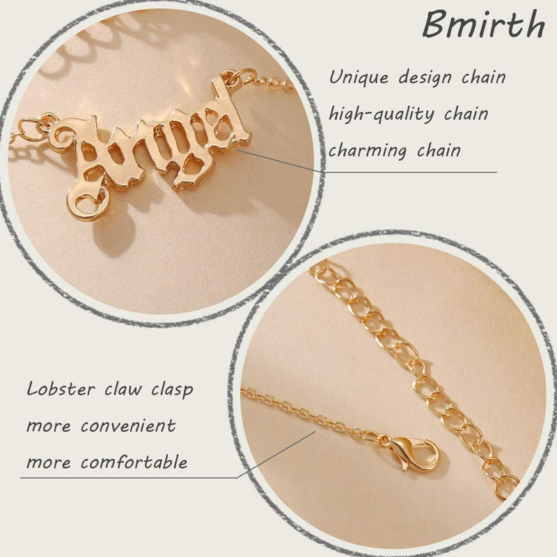 [Australia] - Bmirth Boho Angel Necklace Chain Gold Letter Pendant Neckalce Jewlery for Women and Girls 