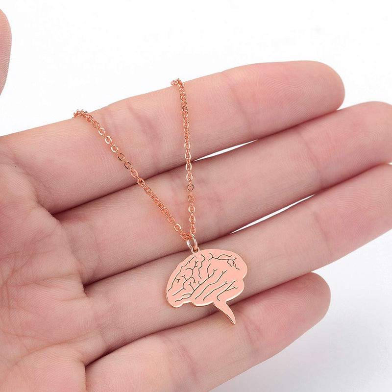 [Australia] - BELUCKIN Anatomical Human Brain Charm Pendant Necklace Medical Student Gift rose gold 