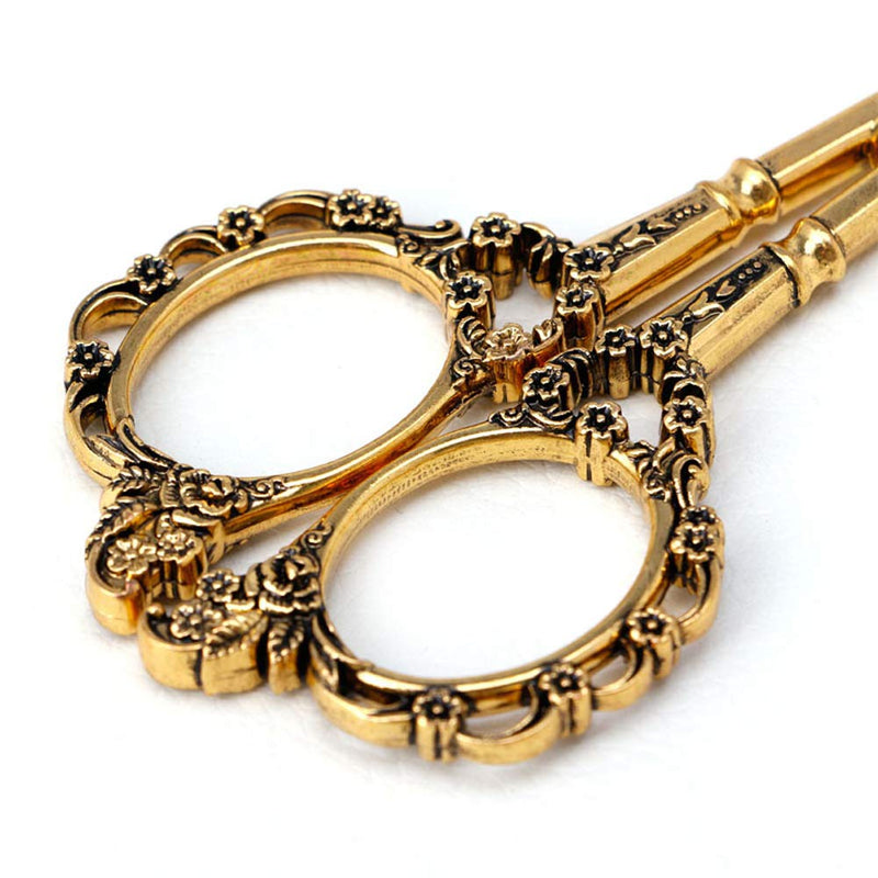 [Australia] - Professional Manicure Scissors, EBANKU Vintage Stainless Steel Cuticle Precision Beauty Grooming for Nail, Facial Hair, Eyebrow, Eyelash, Nose Hair (Gold) Gold 