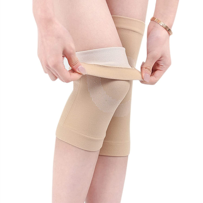 [Australia] - JUMISEE 1 Pair Compression Knee Sleeve for Men Women, Cotton Knee Brace Leg Support for Running Pain Management Arthritis Pain Relief Rheumatism Nude X-Large 