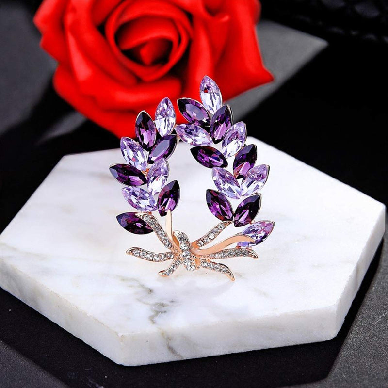 [Australia] - Merdia Brooches Pin Flower Brooche Created Crystal Brooch-Purple 