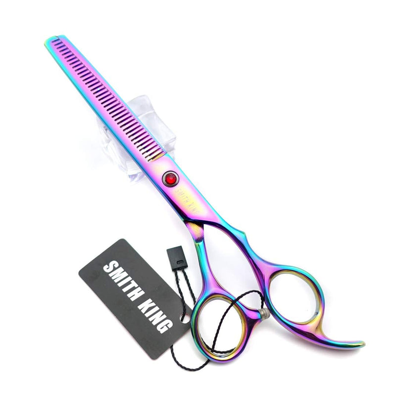 [Australia] - 7.0 inch hair scissors set Hair cutting scissors & thinning scissors with razor combs in 1 set (Rainbow) 