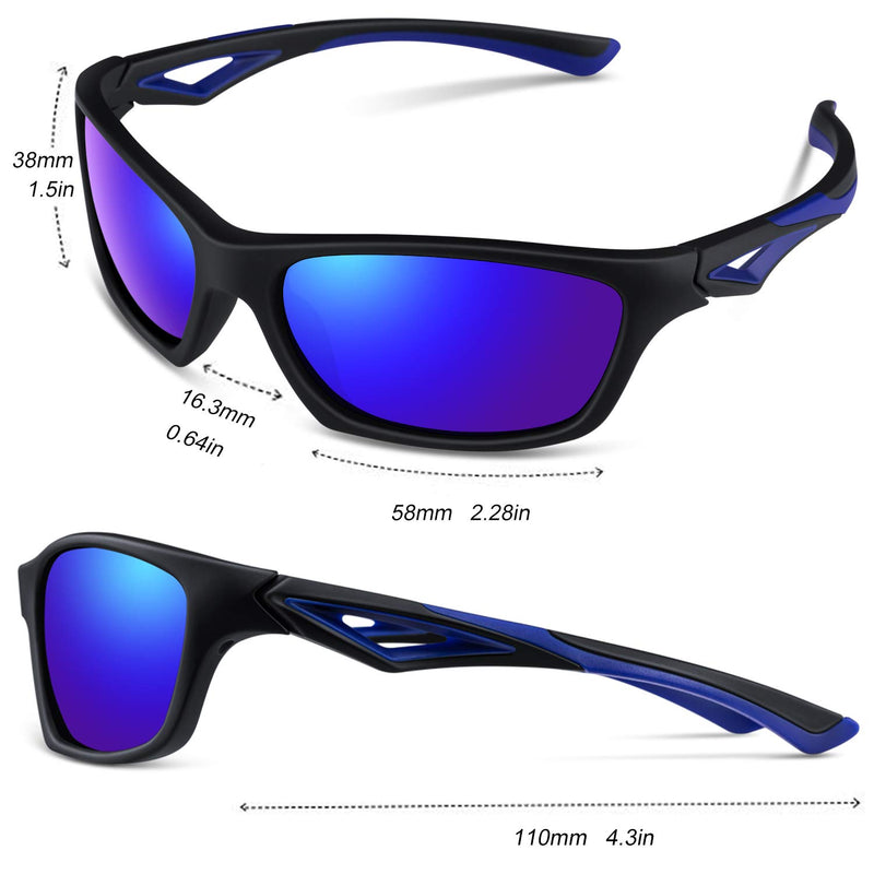 [Australia] - Kids Polarized Sunglasses TPEE Unbreakable Flexible Sport Glasses UV Protection for Boys Girls Age 3-7 Black/Blue Frame|blue Revo Lense 