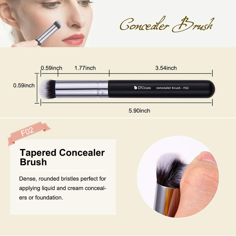 [Australia] - DUcare Makeup Kabuki Brushes 3Pcs Foundation Brush& Concealer Brush& Blusher Brush Face Blush Bronzer Travel Buffing Stippling Contour Liquid Blending Makeup brush set Black 