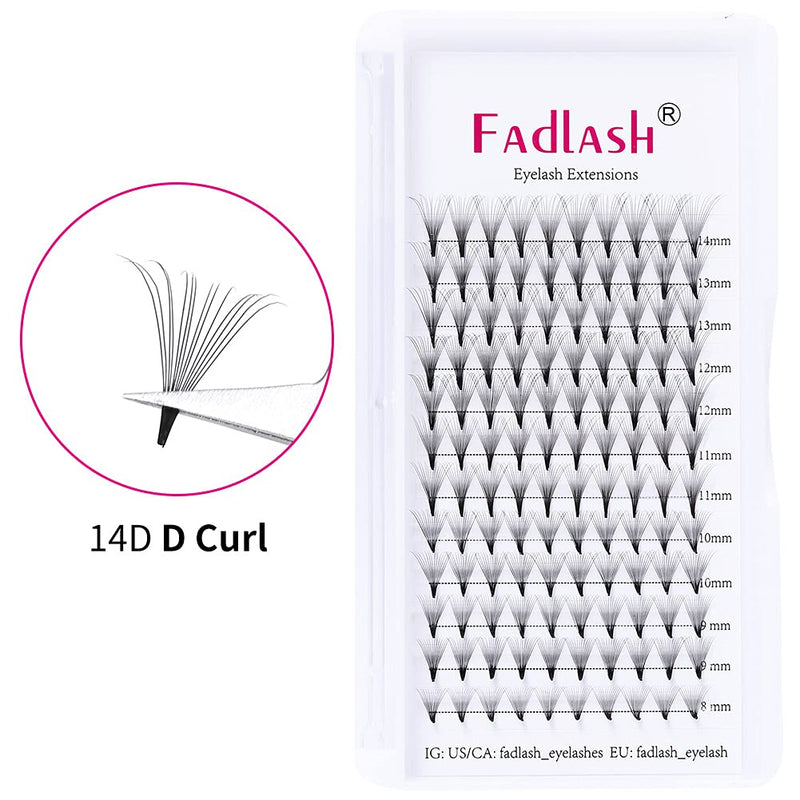 [Australia] - Volume Eyelash Extensions 14D 0.07mm D Curl 10mm Premade Fans Eyelash Extensions Middle Stem Professional Pre Made Fan Eyelashes(14D-0.07-D,10mm) 14D-0.07-D 