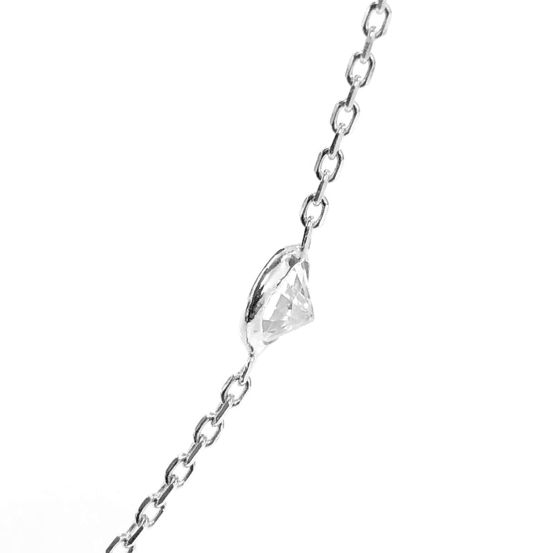 [Australia] - Ritastephens Sterling Silver Designer Style CZ By the Yard Station Chain Anklet, Bracelet, or Necklace Anklet - Silver (10 Inches) 