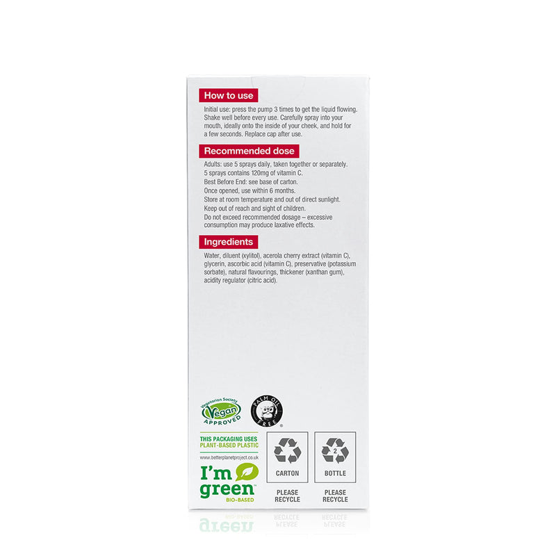 [Australia] - BetterYou Vitamin C Daily Oral Spray | Selenium, Vitamin B2 and Green Tea Extract | 100mg per daily serving | Natural Cherry and Pomegranate Flavour | 25ml 