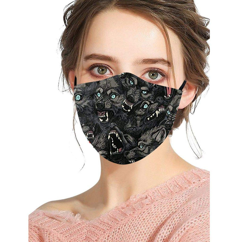[Australia] - Brinote Wolf Mouth Cover Black Washable Cotton Mouth Covering Comfortable and Breathable Fashion Fave Cover for Women and Man 