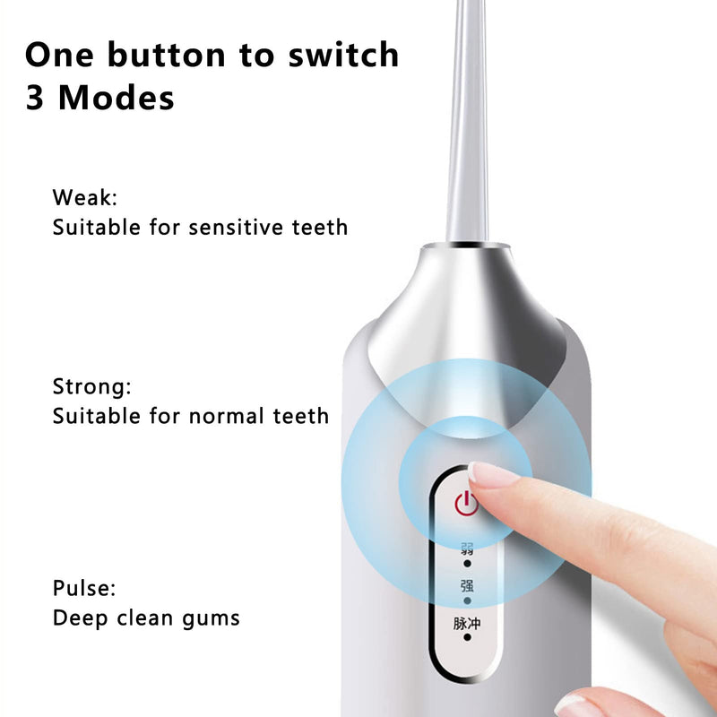 [Australia] - Electric Teeth Irrigator, 360° Rotating Nozzle 3 Modes 5 Replaceable Jet Tips,Rechargeable Waterproof Teeth Cleaner for Home and Travel 