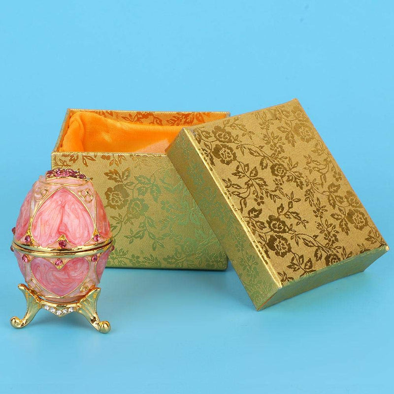 [Australia] - Egg Jewelry Box Painted Enameled Jewelry Trinket Hinged Jewelry Crystals Ring Holder Organizer Unique Home Decor Pink 