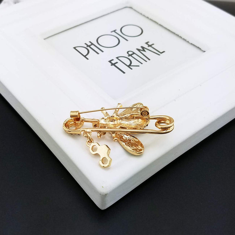 [Australia] - YOQUCOL Cute Honeybee Bee Brooch Pin Cubic Zirconia CZ Crystal Enamel Golden Tone for Women 