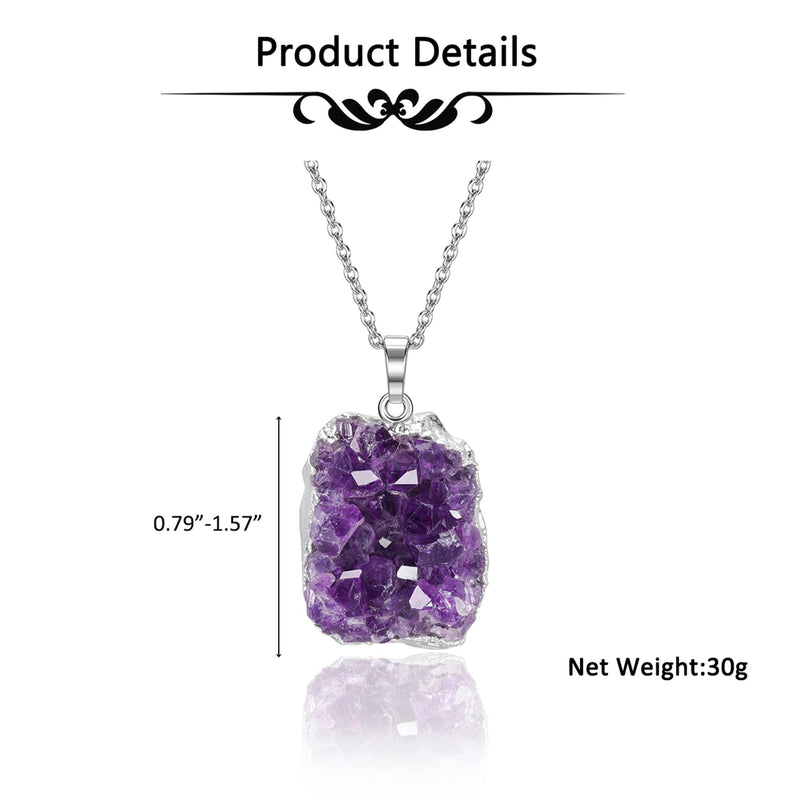 [Australia] - CrystalTears Amethyst Healing Crystal Necklace Natural Raw Amethyst Quartz Crystal Cluster Stone Pendant Necklace for Women Girls Christmas Mother's Day Gift #1 