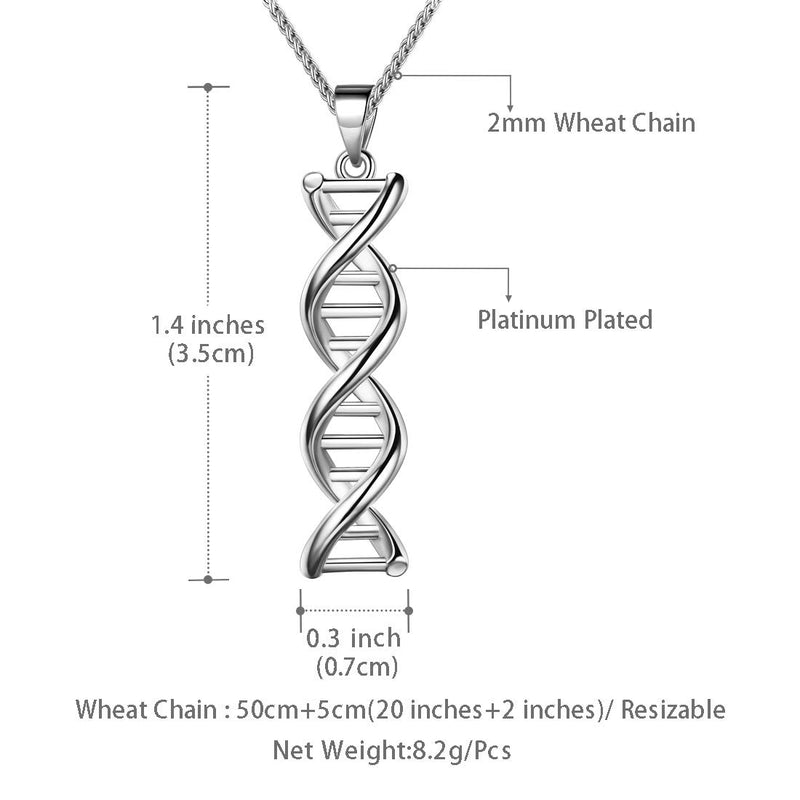 [Australia] - Beautlace DNA Double Helix Chemistry Science Molecule Biology Necklace and Earrings Jewelry Set Silver/18K Gold/Black Gun Plated Jewelry for Women and Girls Silver-plated-base 