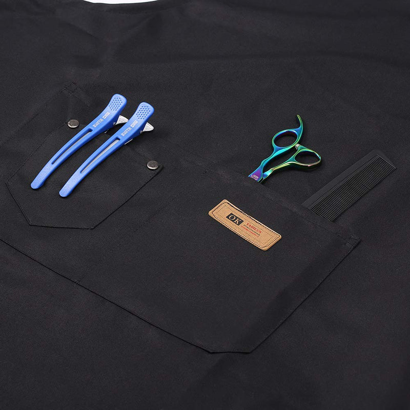 [Australia] - Hairdresser Apron Anself Professional Stylist Apron Waterproof Hairdressing Coloring Shampoo Haircuts Cloth Wrap Hair Salon Tool (Black) Black 