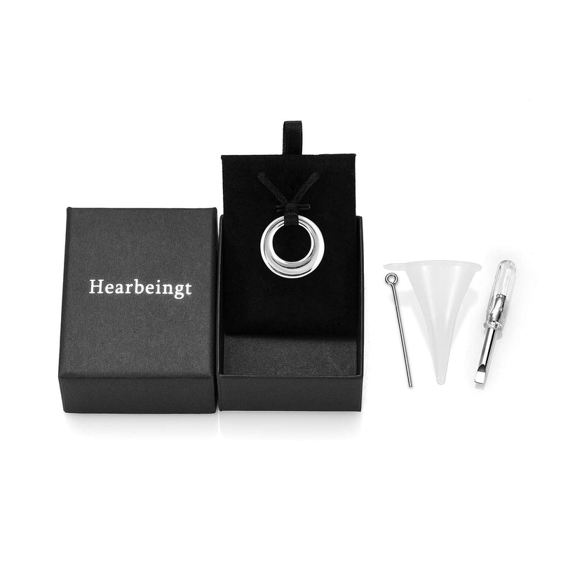 [Australia] - Hearbeingt Cremation Jewelry Urn Necklace for Ashes, Circle of Life Eternity Memorial Pendant Made of 316L Stainless Steel Silver plated 