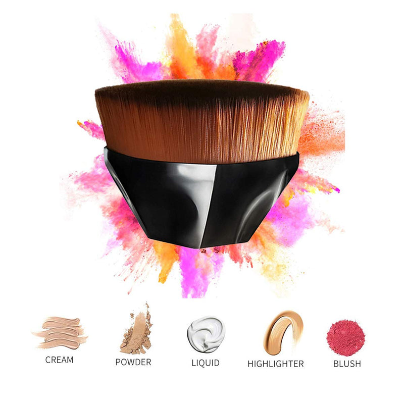 [Australia] - Flawless Foundation Brush for Liquid Makeup,Kabuki Blending Makeup Brush with Travel Case,BobiBron Flat Top Petal Shaped Base Makeup Brush (Black) Light Black 