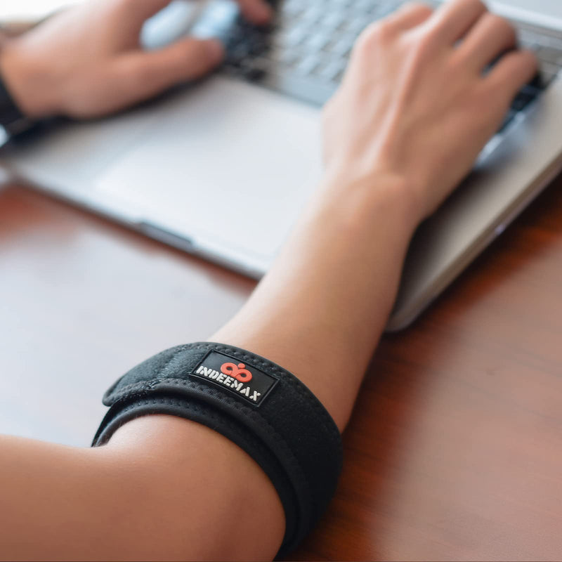 [Australia] - Tennis Elbow Brace 2 Pack, Adjustable Forearm Straps Support Band, with Compression Pad for Women and Men Tennis & Golfer's Elbow Tendonitis Bursitis Pain Relief, Fits 7-16 Inches One Size 