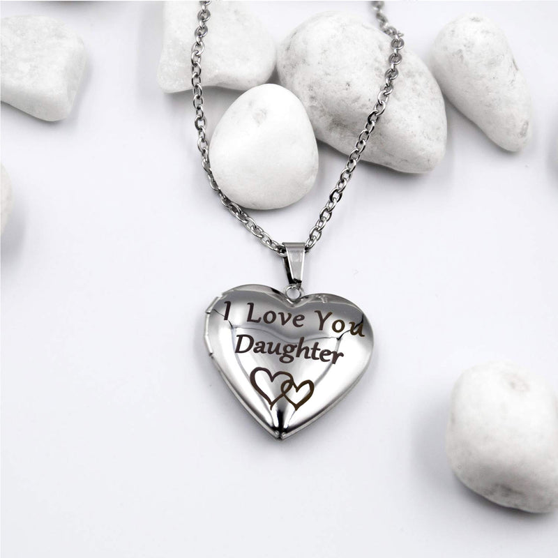 [Australia] - PHOCKSIN Locket Necklace for Women That Holds Pictures| Photo Locket for Girls | Polished&Engraved Forever in My Heart& I Love You Mom Daughter Sister etc. Heart Locket I Love You Daughter 