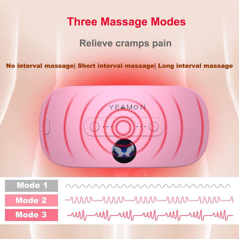 [Australia] - Portable Cordless Heating Pad for Cramps, Electric Waist Belt Device, Fast Heating Pad with 3 Heat Levels and 3 Vibration Massage Modes, Back or Belly Heating Pad for Women and Girl 