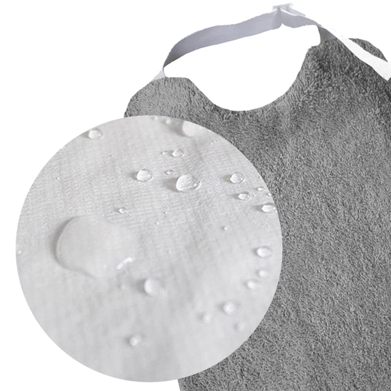 [Australia] - MIMUSELINA Pack of 3 Adult Terry Bibs and Waterproof Inner - Elastic Neck Adjustable and Adjustable Bibs - Suitable for Dryer and Washing Machine grey 