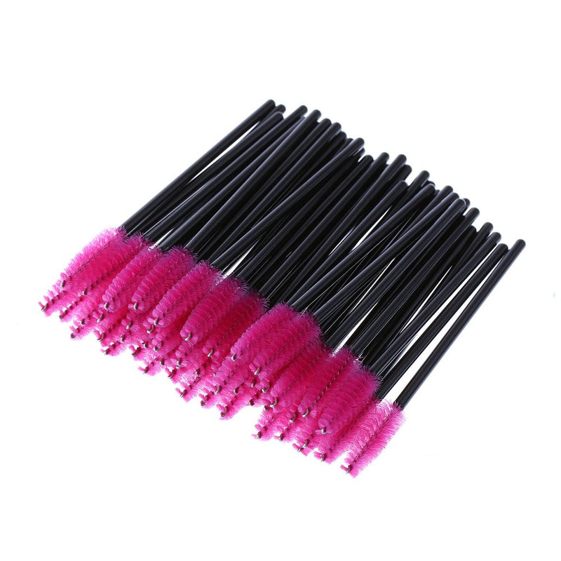 [Australia] - VizGiz 100 Pack Disposable Eyelash Brush Wands Mascara Brushes Eye Lashes Extension Makeup Kits Spoolies Applicator Tool Set One-Off Cosmetic Beauty Eyebrow ( Rose Pink ) 