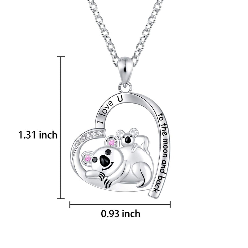 [Australia] - JXJL Mother Daughter Necklace Jewelry Gift Sterling Silver Good Luck Elephant/Wisdom Owl/Koala Bear/Unicorn Pendant Necklace from Son Christmas Birthday Gift for Women Girl Koala's Love 