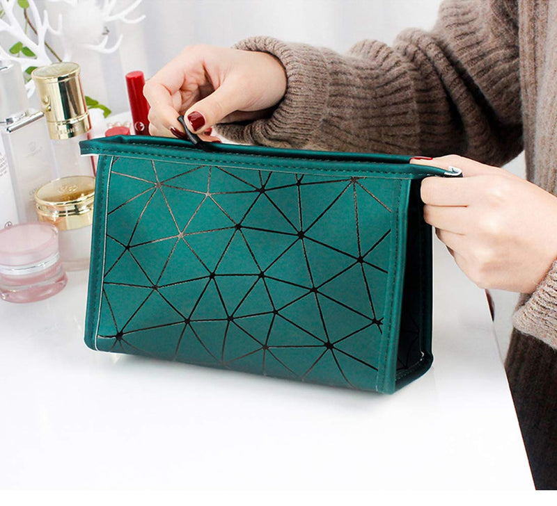 [Australia] - Cosmetic Bag for Purse Large, Waterproof Makeup Bags Portable Cosmetic Purse Makeup Organizers for Women and Girls (Green, Large) Green 