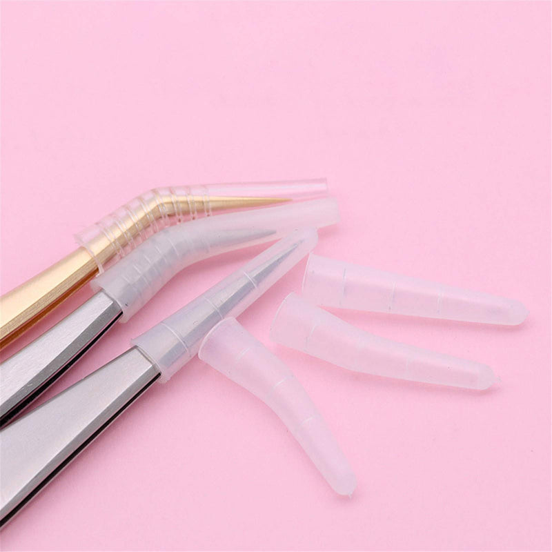 [Australia] - FVVMEED 30 Pieces Tweezer Covers Grafting Eyelashes Tips Covers Transparent Plastic Protective Case to Protect Stainless Steel Straight Elbow Tweezers Cleaning Non-slip Eyelashes Auxiliary Tools 