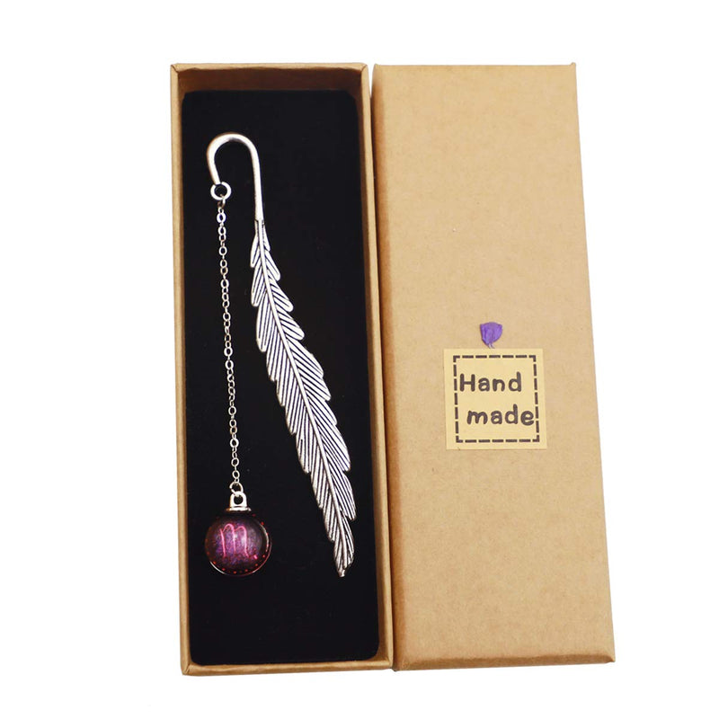 [Australia] - Toirxarn Metal Feather Bookmark, 12 Constellation Themed Fluorescent Pendants, Gifts for Girls, Boy Friends and Readers.(Pink Scorpio) Pink Pendant Ball 