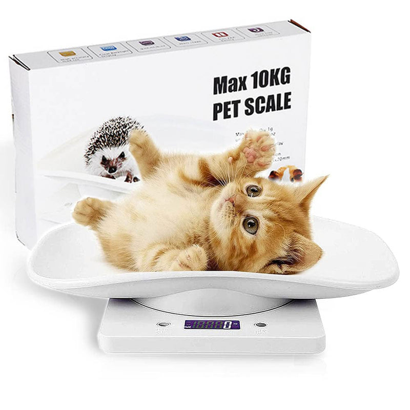[Australia] - Digital Pet Weighing Scales Mini Cat Dog Scale, Multi-Function Puppy Scale, LCD Kitchen Scales Electronic Food Scales, Switchable g/lb/oz, Easy Clean for Hamster Bunny Bird Small Ainimal 10KG/22 lbs 