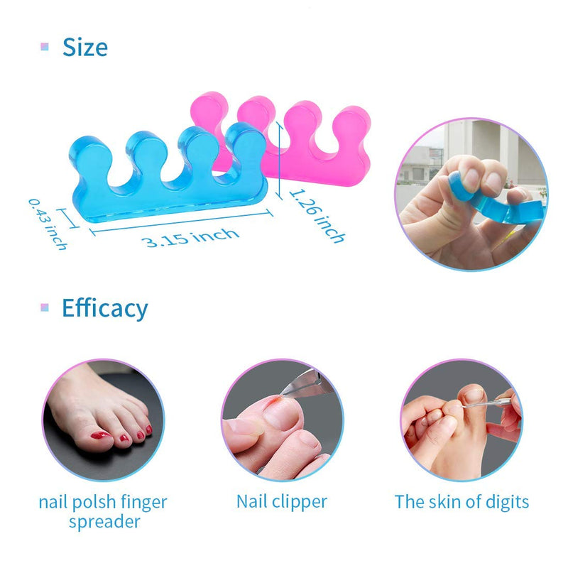 [Australia] - Toe Separators Pedicure,Pedicure Toe Separators,SUNFATT Repeatable Washable Toenail Dividers,Toe Separators for Nail Polish Application,4 Piece. 4 Count (Pack of 1) Pink and Blue Thick 